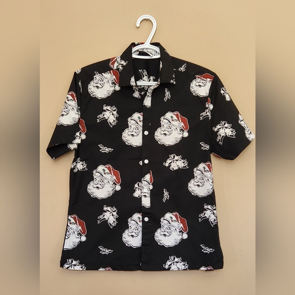 New without tag - Asos Santa short sleeve Blouse Sz S, Black/white Christmas - Picture 1 of 5